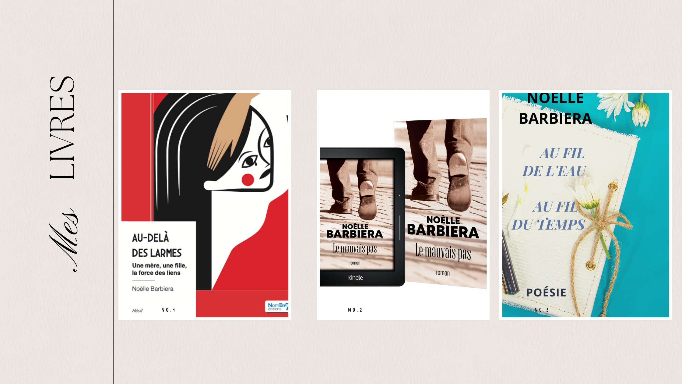 Mes livres Au-delà des larmes, Le mauvais pas, Au fil de l'eau au fil du temps